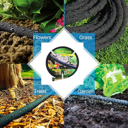 Taisia 1/2" Soaker Hose 25 ft Round Rubber Garden Soaker Hoses, Heavy Duty Drip Hose for Watering Irrigation, Water Seeper Soaker Hoses for Garden, Lawn and Plants
