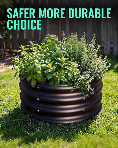ZXZYHFTY Raised Garden Bed, 0.6 mm Galvanized Steel Round Planter Box with Open Bottom, Metal Raised Garden Bed for Vegetables Flowers Herbs Mailbox Planter Accent, 2 x 2 x 1 FT, 3 Pack Black
