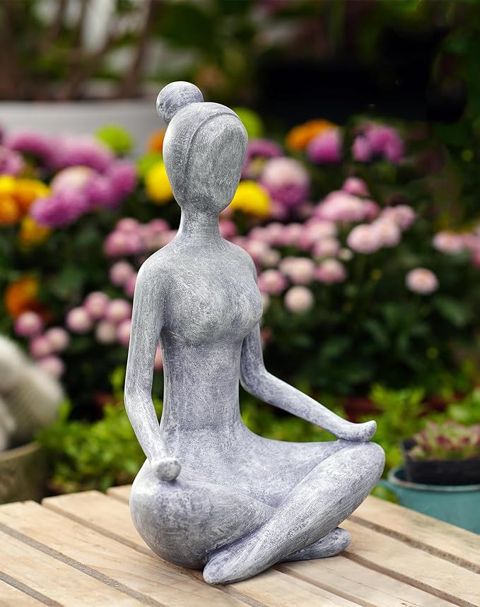 Goodeco Zen Lady Garden Outdoor Statue | 11.4inches resin collectible figurines for home decor accents & shelf decoration, great gift ideas