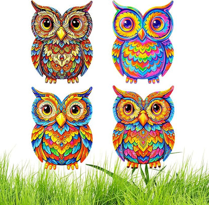 Junware Metal Owl Wall Decor, 4Pcs Owl Iron Wall Art Sculptures Hanging Sculpture Decoration. Outdoor Fence Art for Home Garden, Fence, Patio, Yard, Bedroom Outside Gifts for Adults