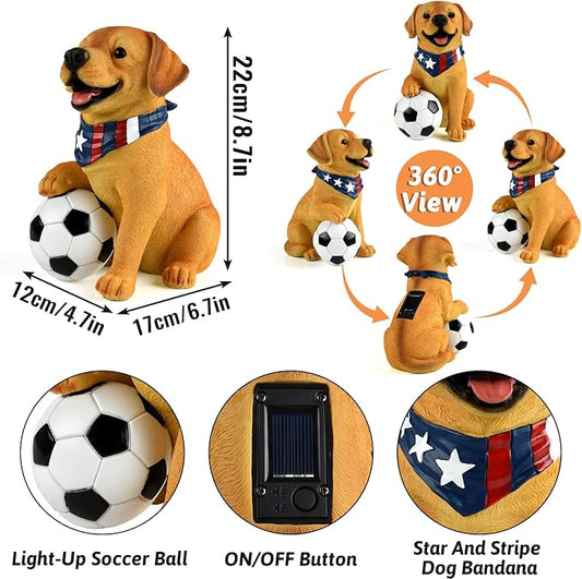 World Cup 2026 Decor, World Cup Gifts for Sports Fans, Solar Outdoor Garden Statues Lights, Dog Sculpture Garden Decor, Unique Housewarming & Yard Decoration Gifts for Women, Men, Daughter