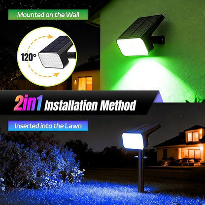 Solar Spot Lights Outdoor Color Changing, [6 pack/28 LED] 7 Modes Auto On/Off Solar Landscape Spotlights, Ip67 Waterproof Solor Powered Pathway Lights for Outside Yard Garden Walkway Tree Patio