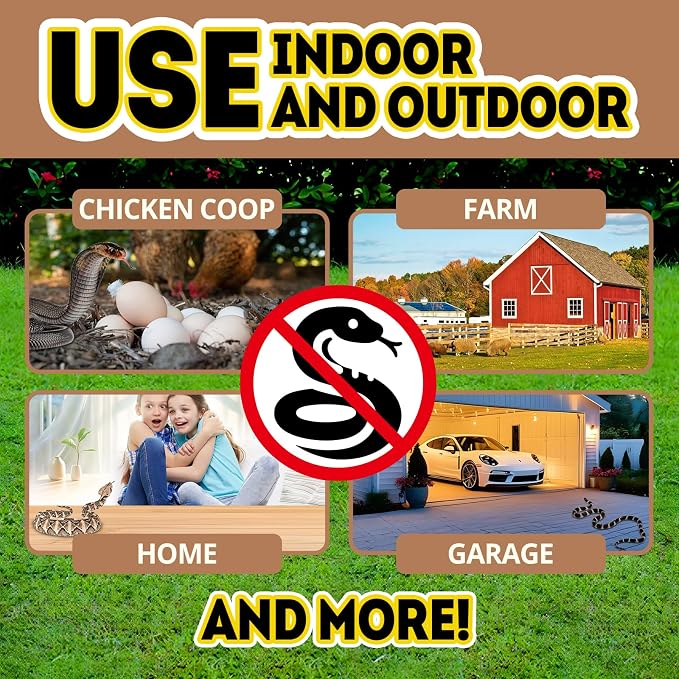 Snake Repellent for Yard Pet Safe, Indoor and Outdoor, 12 Packs | Repels rattlesnakes, Protects Garden Garage Farm Camping Backyard House Coop, Natural Formula, Easy to Use, Long-Lasting