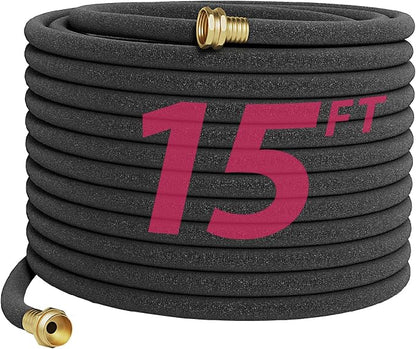 Soaker Hose 15FT 1/2 Inch Premium Soaker Hose with Solid Brass Connectors, for Deep Root Watering in Flower Beds & Landscaping