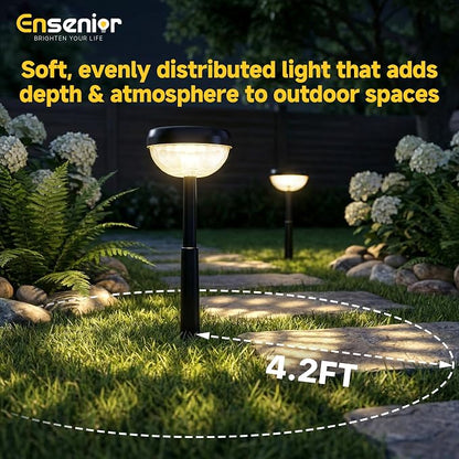 Ensenior 8-Pack Solar Lights Outdoor, Auto ON/Off 6500K LED Solar Garden Lights for Pathway, Yard, Patio, Walkway, Flower Bed, Halloween Christmas Landscape Lighting, IP65 Waterproof, Flag Lights