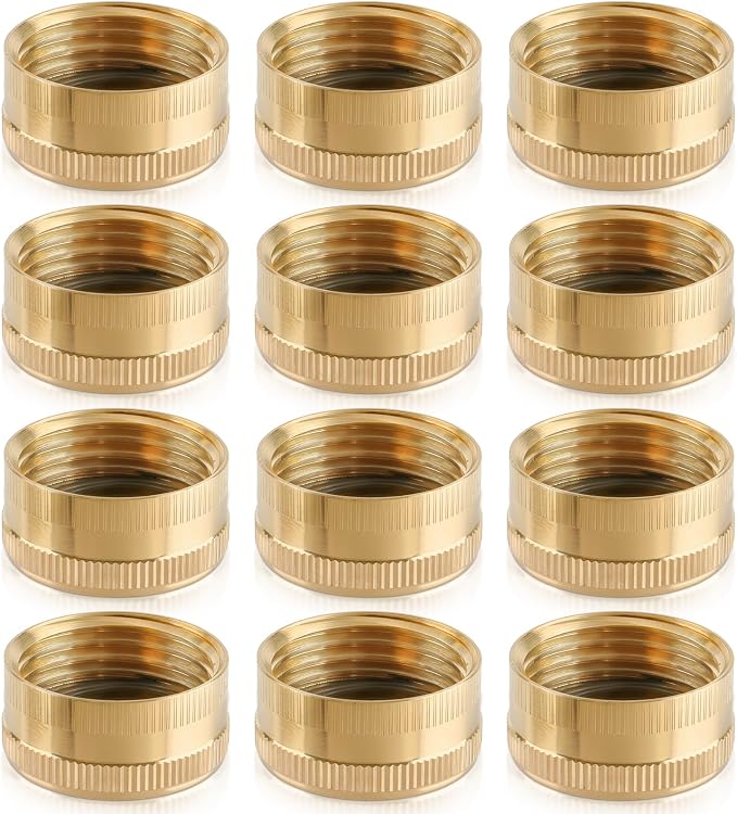 12PCS 3/4" Garden Hose Cap Garden Hose Connector Brass Cap with Washer Female Fitting Cap