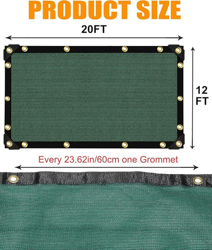 90% Green Heavy Duty Shade Cloth for Garden,Sun Screen Fabric 12 X 20FT | Sun Shades Netting Outdoor Patio with Grommets, Mesh Tarp Cover for Plant, Porch, Pergola, Greenhouse, Backyard &Outdoor Use