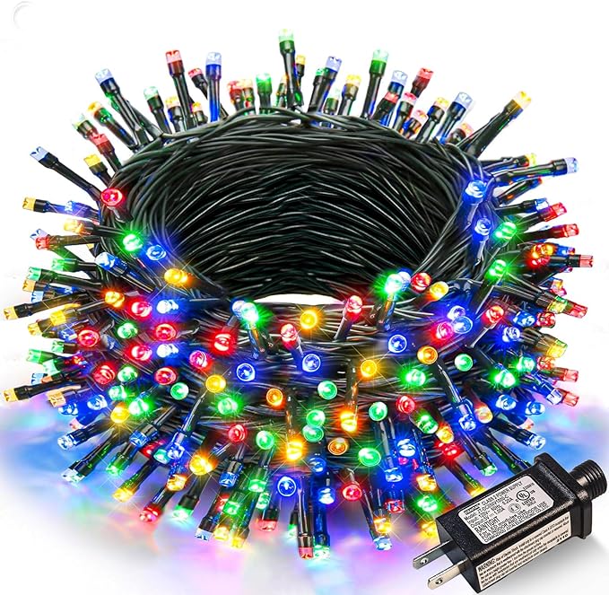 Multicolor Christmas Lights Outdoor, 100FT 300 LED Christmas Tree Lights Waterproof with 8 Modes, Connectable Plug in String Lights for Outside Indoor Home Garden Patio Party Holiday Decorations