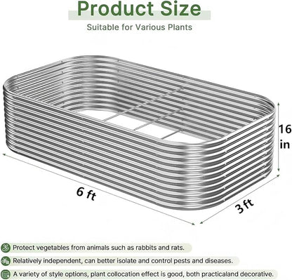 2 PCS Tall 6x3ft Galvanized Raised Garden Bed Outdoor, Metal Garden Bed for Vegetables, Above Ground Garden Box for Flower, Steel Raised Beds for Gardening