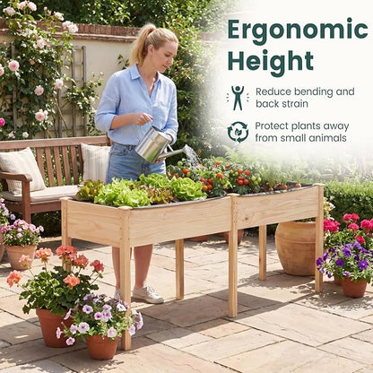 Giantex Raised Garden Bed, Elevated Wood Planter Box with Drain Hole, Gardening Planter Raised Bed for Planting Vegetables Flowers Succulents Herbs,73" Lx23 Wx30 H