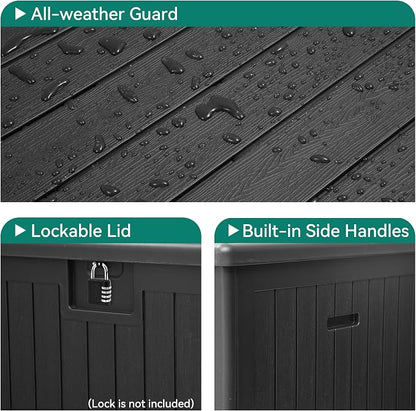 YITAHOME 180 Gallon Large Deck Box with Side Handles | Double-Wall, Black