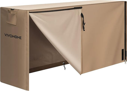 VIVOHOME 6ft Firewood Log Rack Cover, Heavy Duty 600D Oxford, Double Layer Outdoor Weather Resistant Fire Wood Storage Holder Cover with Zipper and Hook Loop Tape, Brown