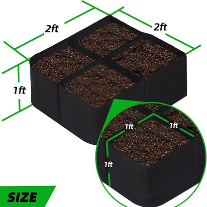 CJGQ Fabric Raised Garden Beds Outdoor, 3Pack 2X2 Ft 4 Grids Plant Grow Bags, Vegetables Planter Raised Bed for Growing Potatoes Flowers, Square Plant Growing Container Bags for Outdoor