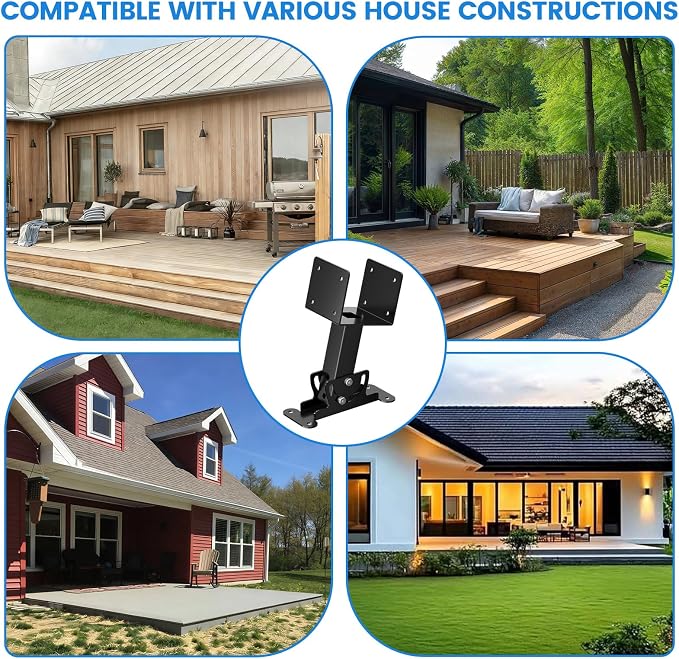3 Pcs 4“x 4" Roof Riser Brackets Kit(ID 3.6"x3.6"), Heavy Duty Adjustable Angle Pergola Brackets of 0 to 180 Degrees Pergola Kit, Black Powder-Coated Fit 4x4,4x6 Lumber for Patio Gazebos/Pergolas