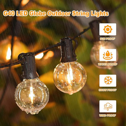 Bosceos 100FT 104 Bulbs G40 LED Globe String Lights, Dimmable Waterproof Shatterproof Patio Lights, Connectable Commercial Hanging Light for Patio House Backyard Balcony Party Bistro