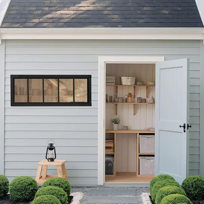 Shed Windows 2 Pack, Fixed Transom Windows 10" x 29" Black | Small Chicken Coop Windows with Tempered Glass for Shed, Barns, Playhouse, Household, Garage