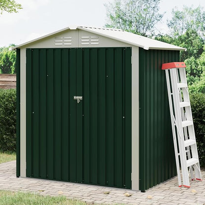 GarveeLife 6x4 FT Outdoor Storage Shed, Garden Tool Storage Shed with Sloping Roof and Double Lockable Door, Outdoor Sheds with Panel Protection for Backyard Garden Patio Lawn