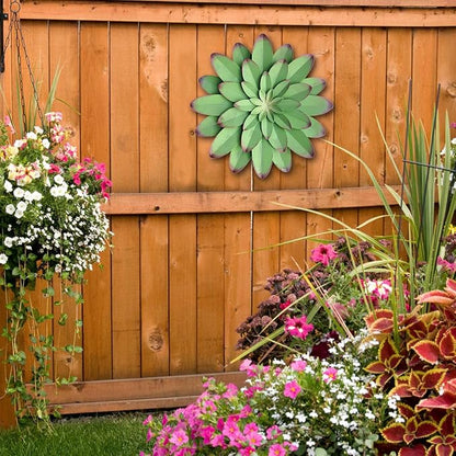 AHYS Metal Flowers Wall Decor Indoor Outdoor Metal Wall Art for Farmhouse Home Living Room Bedroom Bathroom Garden Decor – 12 Inch - Green