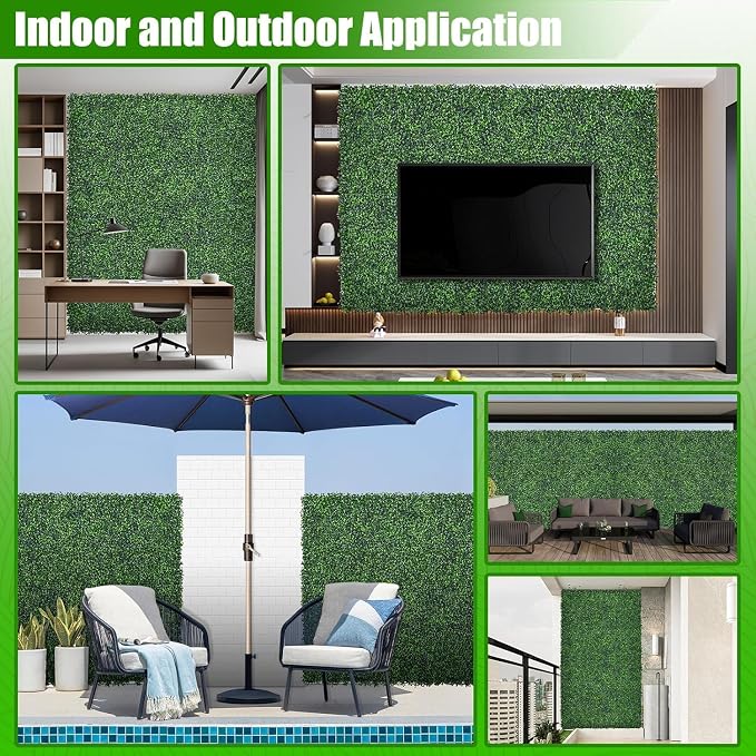 Artificial Boxwood Roll, 72x160 in (80 sqft) UV-Anti Faux Ivy Grass Wall Backdrop for Balcony Privacy, Fake Grennery Wall Decor for Garden, Patio, Backyard