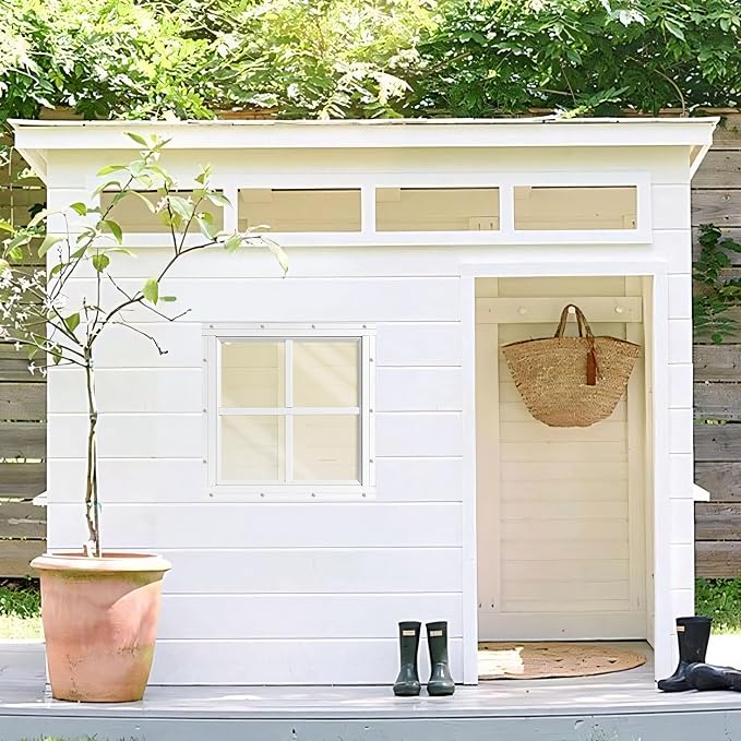 Shed Windows 2 Pack, Chicken Coop Fixed Windows 16" x 16" White | Square Gable Flush Mounted Small Windows with Tempered Glass for Shed, Barns, Playhouse, Household, Garage