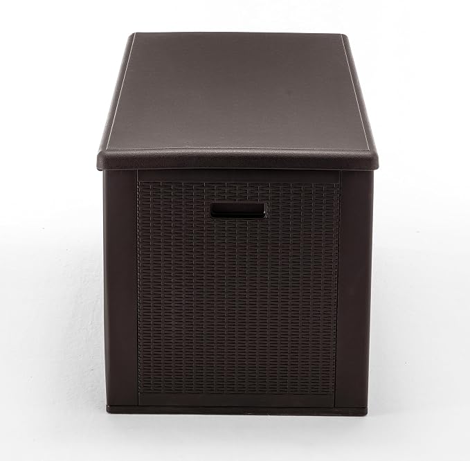 BTExpert 150 Gallon Large Resin Deck Box, Outdoor Storage Container for Patio Furniture Cushions Garden Tools Pool Toys Sports Equipment Waterproof Lockable Stainless Steel Metal insert rod