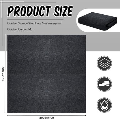 Haull Shed Floor Mat 10 x 10 ft, Outdoor Storage Sheds Flooring Mat with Waterproof PE Backing, Absorbent Felt Top, Non Slip Washable Protector Rug for Garden, Garage, Carport, Shed Not Included