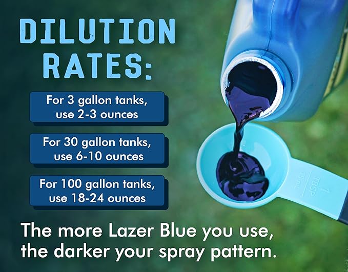 Liquid Harvest Lazer Blue - 32 Ounces - Concentrated Spray Pattern Indicator - Perfect Weed/ Fertilizer Marking Dye, Turf Mark and Blue Herbicide Marker