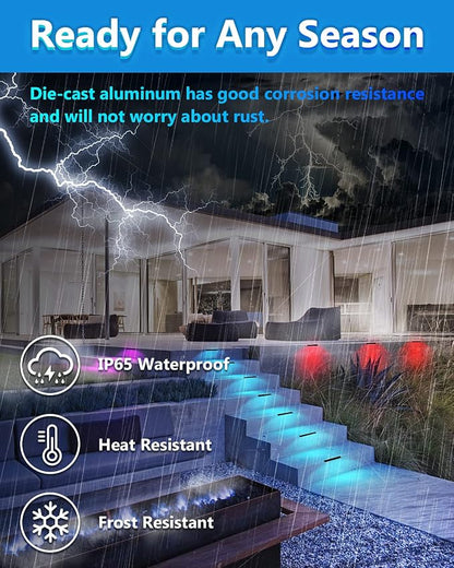 Teekuv 8 Pack 7 Inch RGB LED Hardscape Lighting, 5W Smart Retaining Wall Lights 16 Million Colors with Remote Control, IP65 Waterproof Landscape Paver Lights, 12V AC/DC Low Voltage Outdoor Lighting