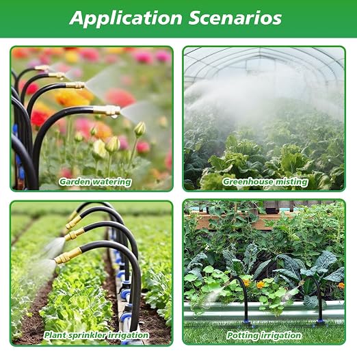 360° Adjustable Drip Irrigation System - Garden Watering System 33FT with 10 Nozzles, Drip Irrigation Kit for Garden, Yard, Lawn, Greenhouse, Plants, 5/16 inch Hose