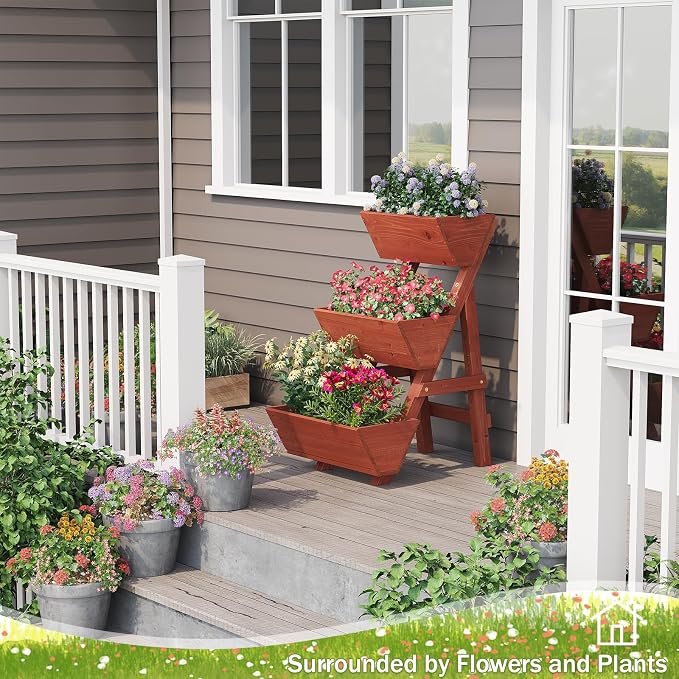 viewcare Raised Garden Bed, 3 Tier Small Vertical Garden Planter for Indoor & Outdoor, Raised Planter Box with Legs, Garden Planter Box for Flowers/Vegetables/Plants