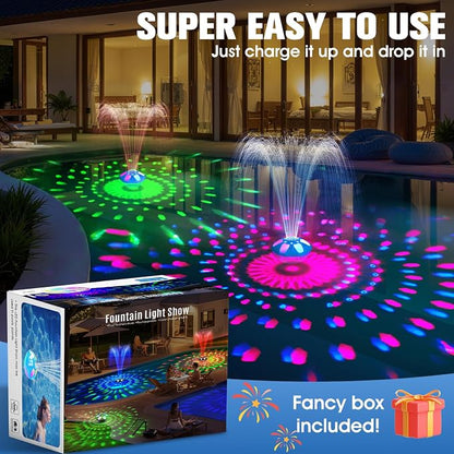 2026 Upgraded Pool Fountain,9000mah Rechargeable Floating Pool Fountain with Light Show,Above Ground Pool Water Fountain Pump with Anchor,Large Swimming Pool Fountain for Inground Pool-1PC,Blue