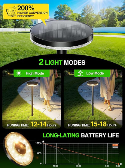 KOOPER 3X Larger & Taller Solar Pathway Lights Outdoor, 2 Pack Metal Solar Powered Garden Lights Waterproof, 2 Lighting Modes Adjustable Solar Landscape Path Lights for Outside Yard Walkway Driveway
