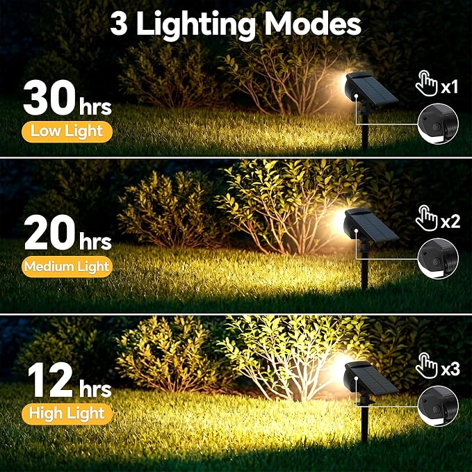 Solar Spot Lights Outdoor, 4 Pack 58 LED Solar Landscape Spotlights, Auto On/Off 3 Lighting Modes, 2-in-1 IP65 Waterproof Solar Landscape Lights for Yard Garden Pathway Tree