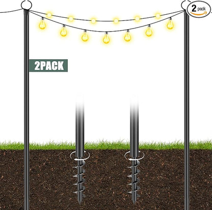 String Light Poles for Outdoor 2 Pack,10 Ft Outside String Light Pole for String Lights, Backyard Patio Light Poles for Parties Bistro Wedding