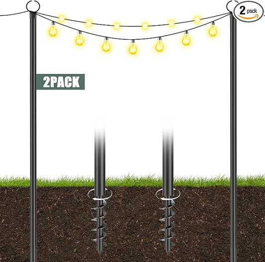 String Light Poles for Outdoor 2 Pack,10 Ft Outside String Light Pole for String Lights, Backyard Patio Light Poles for Parties Bistro Wedding