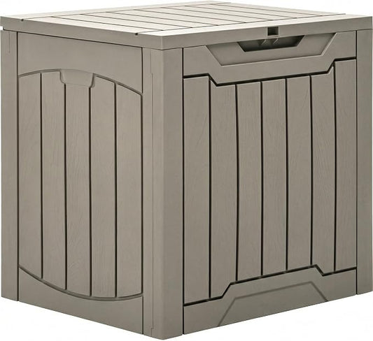 YITAHOME 31 Gallon Outdoor Storage Box | Resin Deck Box and Waterproof Package Delivery Box for Gardening Tools, Pool Supplies, Patio Furniture, Lockable, Taupe