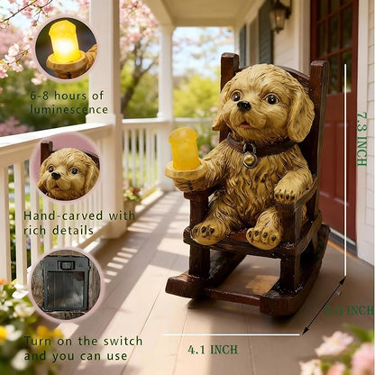 Solar Dog Garden Statue - Outdoor Dog Decor with Solar Lantern, Resin Solar Garden Statue Waterproof for Patio Porch Yard and Lawn - Dogs Figurines Gifts for Mom Grandma Women Dogs Lovers Housewarming