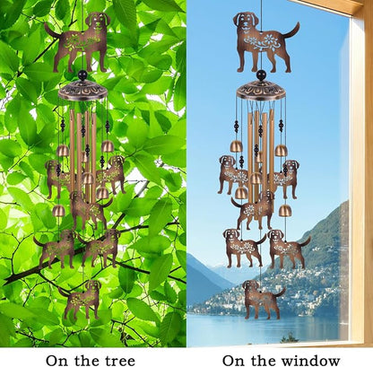 Bronze Dogs Wind Chimes for Outside/Indoor/Home/Balcony/Lawn/Tree/Yard/Garden Decoration, Retro Wind Catcher, Hang Dog Decor, Blessing Wind Bells, Memorial WindChimes Gifts for Mom, Grandma, Woman