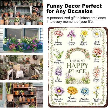 Gardening Gifts for Women Garden Decor for Outside Whimsical Patio decor | Garden Gifts This Is My Happy Place Sign Garden Signs For Outside Greenhouse Yard Backyard House Decor Garden Decorations