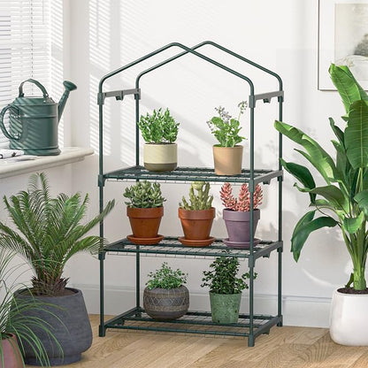 Greenhouse for Indoor Outdoor, Small Plastic Plant Green House 3-Tier Rack Stand Portable Greenhouses with Durable PE Cover for Seedling