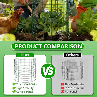4 Pack Plant Protectors from Animals, 12''x14'' Metal Plant Cages for Outdoor Plants, Garden Plant Protector with Stakes & Zip Ties, Keep Rabbits Squirrels Out, Plant Cage for Flowers Vegetables