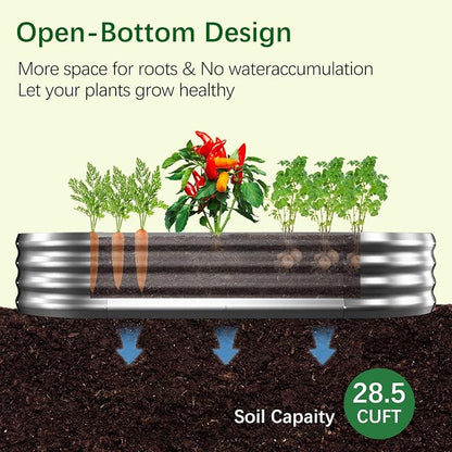 Galvanized Garden Bed kit for Vegetables/Herbs/Flowers (8X4X1)