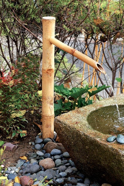 36” Traditional Bamboo Fountain with Pump – Outdoor Japanese Garden Water Feature for Ponds, Buried Basins & Disappearing Fountains | Natural Bamboo Landscaping Accent for Zen Gardens & Patios