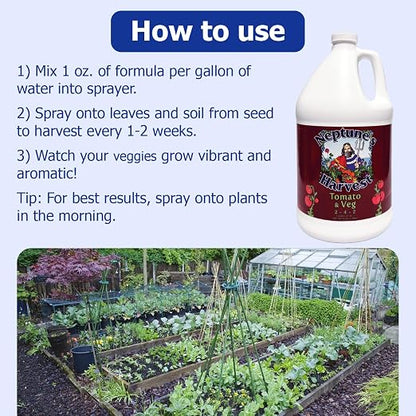 Neptune’s Harvest Organic Tomato & Vegetable Plant Fertilizer (2-4-2) - Liquid Plant Food w/Fresh Fish, Seaweed, Molasses, Yucca Extract, & Humic Acids - for Vegetable Garden (Gallon)