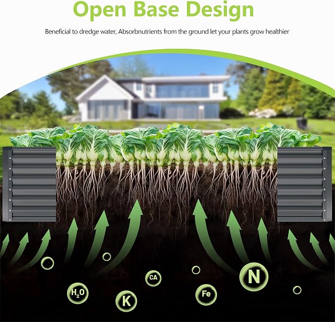 6x3x2FT Galvanized Raised Garden Bed,Galvanized Planter Boxes Outdoor, Large Metal Raised Garden Beds for Vegetables-Grey