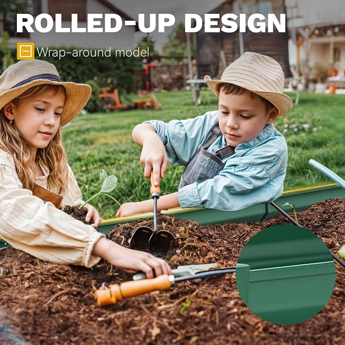 DWVO 6 x 3 x 1.5 FT Raised Garden Bed Kit, Outdoor Galvanized Flower Bed with Gloves, Large Metal Planter Box for Vegetables, Flowers, Herbs, Fruits, Green