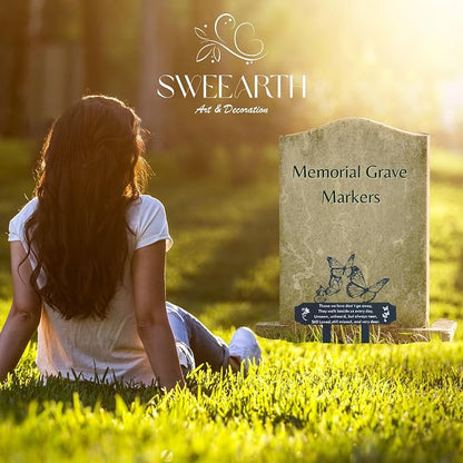 SWEEARTH Grave Decorations for Cemetery – Express your Eternal Love – Fine Craftsmanship Cemetery Decorations for grave – Elegant Butterfly Garden Marker with Stakes – Easy Installation Grave Markers