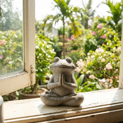 Yoga Frog Garden Statue 5.1'' H x 4.4'' W Meditating Zen Garden Gifts for Women/Mom Home Indoor/Outdoor Sculpture Decor, Animal Miniature Figurine for Fairy Home Patio Deck Porch Yard Art Office