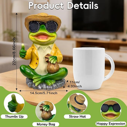Solar Frog Garden Statue Decor - Waterproof Frog Figurine with Solar LED Blink Eyes,Funny Outdoor Garden Statues for Yard Patio Lawn Ornament,Unique Housewarming, Birthday, Thanksgiving, Mom Gifts