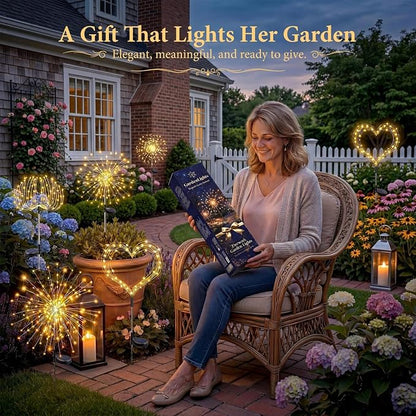 Solar Firework Lights, 10 Pack 120 LEDs 8 Lighting Modes Solar Fairy Garden Lights Outdoor Waterproof for Yard Patio Walkway Pathway Party Wedding Balcony Decorative- Warm White